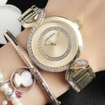 Nuevos relojes de pulsera para mujer, reloj de vestir a la moda, relojes de diamantes de cristal de acero inoxidable, reloj plateado para mujer 2