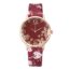 Reloj de lujo para mujer, pulsera de cuarzo con estampado de flores en relieve, con esfera de cinturón, para estudiantes 10