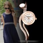 Reloj de pulsera de oro rosa para mujer con diamantes de imitación, joyería 1