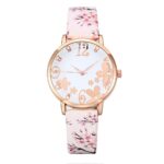 Reloj de lujo para mujer, pulsera de cuarzo con estampado de flores en relieve, con esfera de cinturón, para estudiantes 4