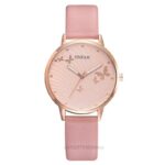 Reloj de cuero de cuarzo para mujer, diseño de esfera de mariposa Simple 3