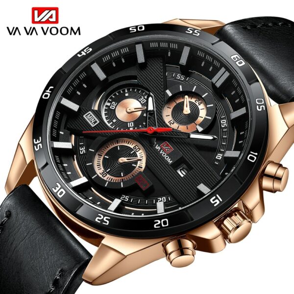 Reloj deportivo de lujo para Hombre, cronógrafo de pulsera de cuero, estilo militar, informal 1