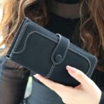 Cartera larga de ante de imitación para mujer 5