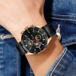 Reloj deportivo de lujo para Hombre, cronógrafo de pulsera de cuero, estilo militar, informal 6