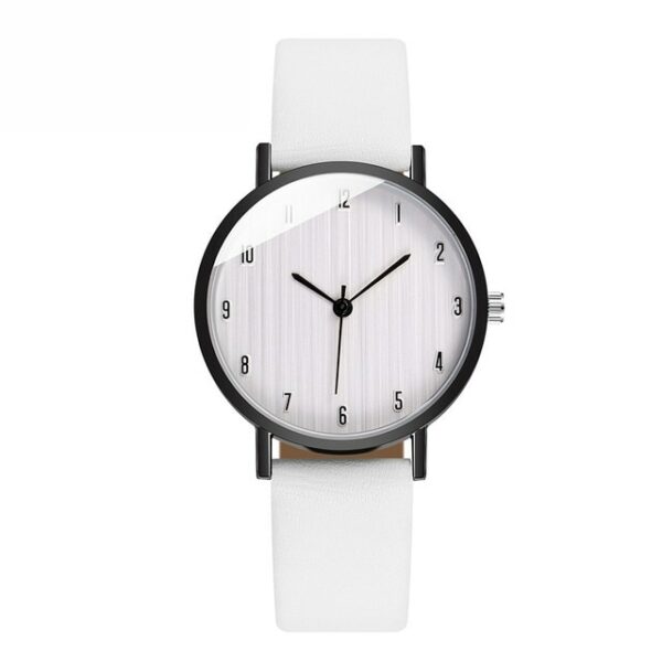 Reloj de pulsera informal para Mujer, relojes de cuarzo con correa de cuero blanco, elegantes y sencillos 3