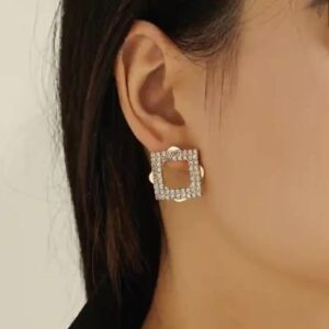 Aretes Geométricos Cuadrados De Circonita Joyería Hipoalergénica