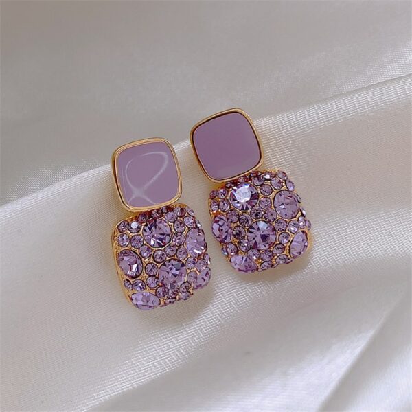 Pendientes De Cristal Rosa Y Morado 3