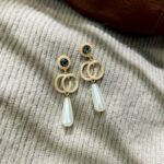 Pendientes De Perlas Con Letras Aretes Largos De Aguja De Plata 925 3