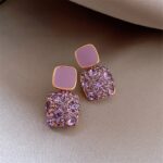 Pendientes De Cristal Rosa Y Morado 1