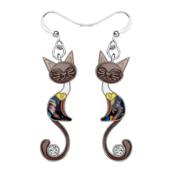 Pendientes Con Colgante De Cristal Aretes Con Forma De Gatito Y Animal 6