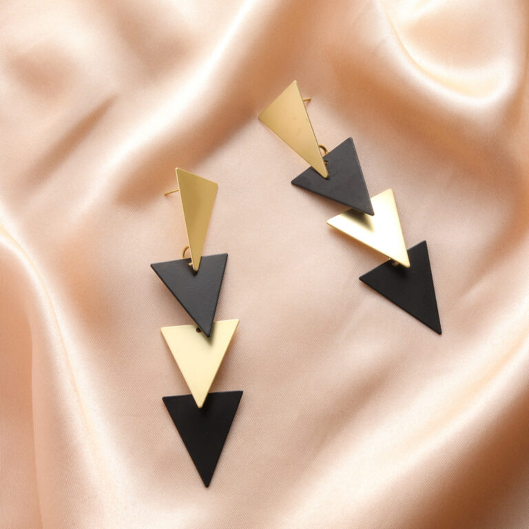 Pendientes De Gota Dorados Estilo Veraniego Joyería Triangular