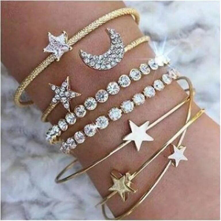 Pulseras Y Brazaletes Bohemios Conjunto De Brazaletes Abiertos Con Forma De Luna Y Estrella 1