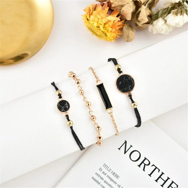 Conjunto De Pulsera Con Patrón De Turquesa Negra 6