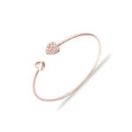 Pulsera Con Apertura De Puño Brazalete Con Doble Corazón De Cristal Ajustable 6